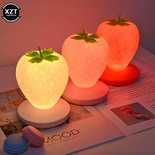 Cute Strawberry Touch-Sensor Night Light with Adjustable Brightness